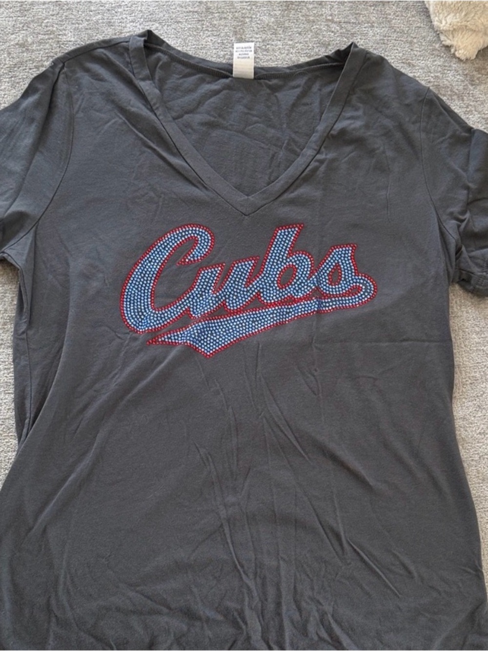 Chicago Cubs Rhinestone Crystal Logo Shirt Womens Large MLB Bling